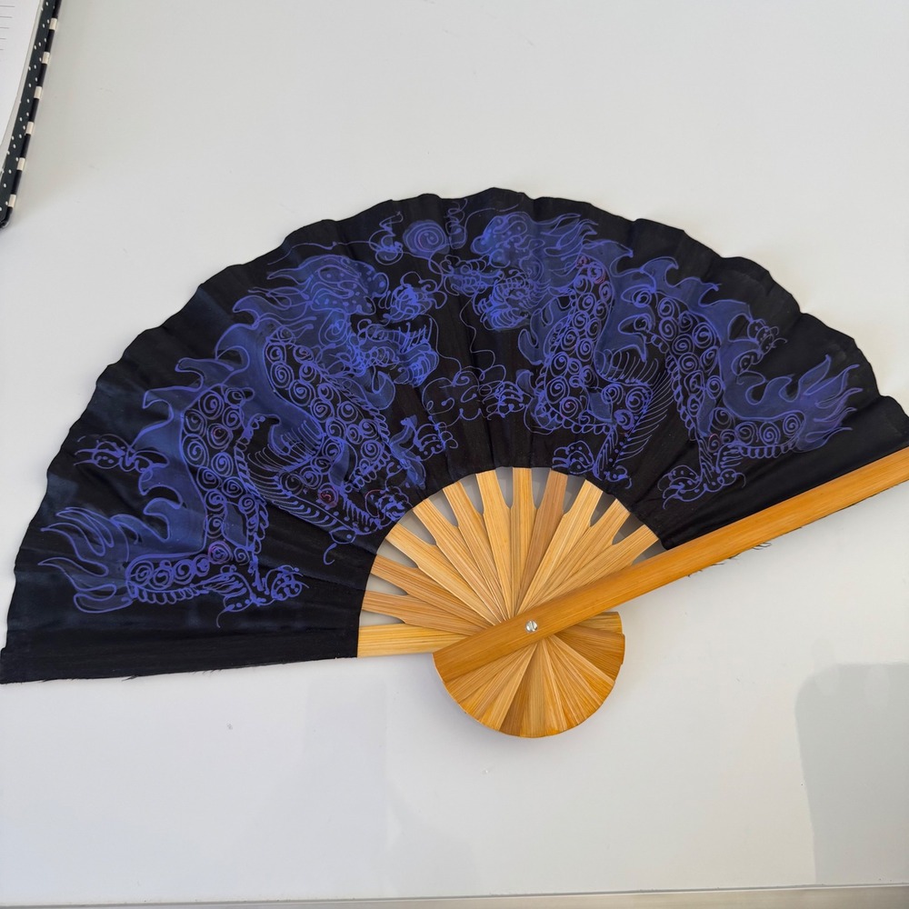 Asian Hand Fan Dragon‎ Design Decorative Folding Fan Wall Decor Gift